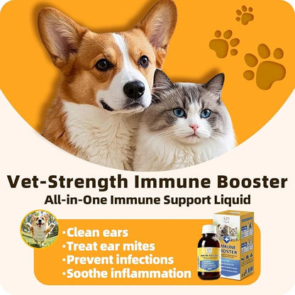 Immune Booster Liquid for Boosting Immunity, Aiding in Infection Defense, Accelerating Wound Healing, Reducing Allergy Symptoms, Enhancing Appetite and Energy for Cats and Dogs (1 Bottle)