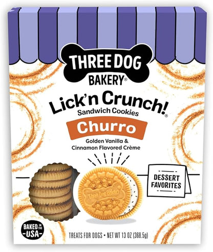 Three Dog Bakery Churro Lick'n Crunch Vanilla & Cinnamon Crunchy Dog Treats, 13-oz Box
