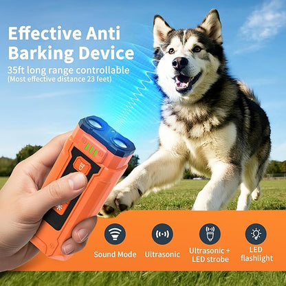 Ultrasonic Dog Bark Deterrent Device - Sonic Dogs Whistle to Stop Barking All Size, Pet Gentle Anti-Barking Control silencer, 35ft Range Barks No More, Humane Behavior Training Indoor Outdoor