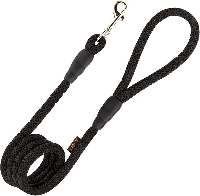 Gooby Mesh Leash - Black, 4 FT - Breathable Mesh 4 Foot Leash for Small Dogs with Bolt Snap Clasp - On The Go Dog Leashes for Small, Medium, and Large Dogs