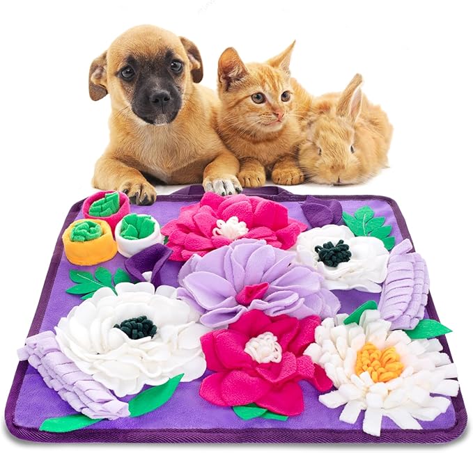 Snuffle Mat for Dogs,Dog Feeding Mat Sniff Mat Interactive Dog Puzzle Mat for Training and Stress Relief Encourages Natural Foraging Skills (Purple)