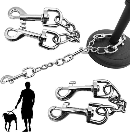 Dog Collar Safety Clip Metal Clasp Double Ended Connector 2 Pack Prong Chew Proof Backup Dog Clip for Pet Harness Collar Leash Necklaces Dog Strap Lead Carabiner Heavy-Duty Chain 8 inch