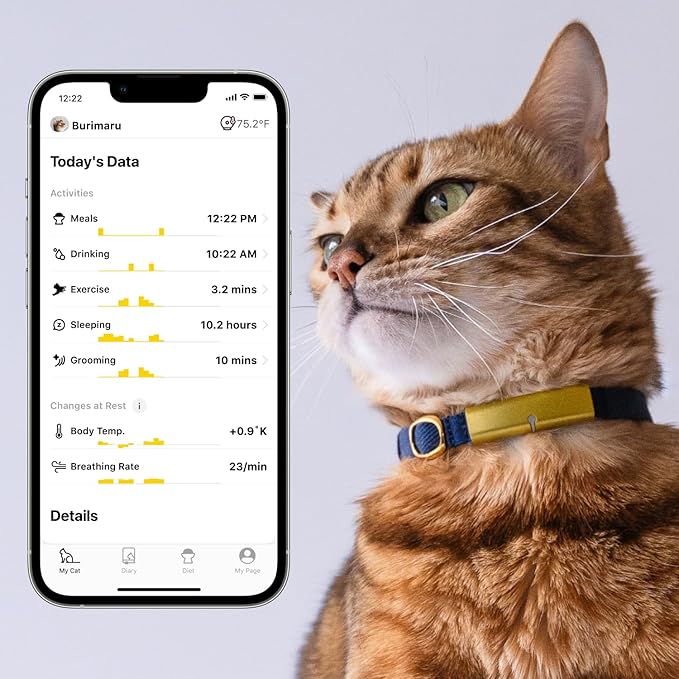 Health Tracker for Cats - Smart Cat Collar with Safety Breakaway Buckle for Indoor Cats, Wellness Alerts, Real-time Monitoring (Sakura,XXL)