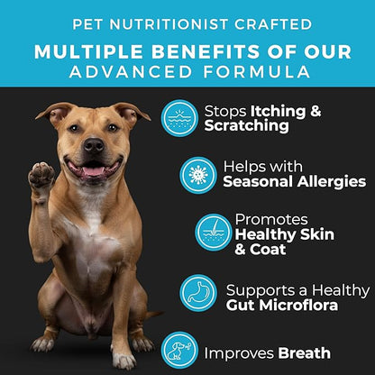 Pet Chef Allergy & Itch Relief Chews for Dogs Supports Itchy Skin, Hot Spots, Immune Defense & Seasonal Allergy Comfort Probiotic Formula 140ct, Made in USA