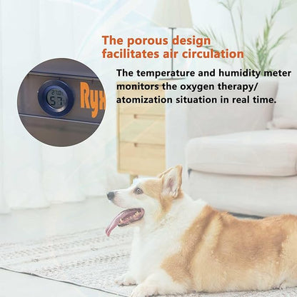 Pet Atomization Nest, Dedicated Folding Oxygen Tent, ICU Cage Cough Breathing Medical Box, Large PET Brooder Nursery for Cough Breathing Treatment Nebulization Box (Blue, Medium)