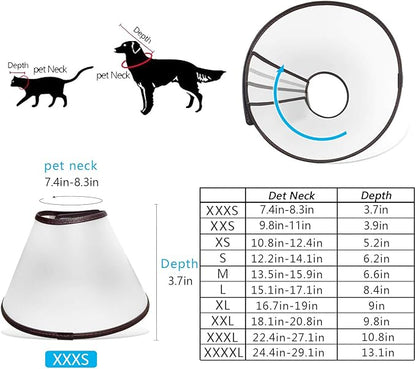 Adjustable Dog Elizabeth Collar - Latest Upgrade Pet Protective Cone With Soft Edge for Anti-Bite Lick, Surgery or Wound Healing (XXXL)
