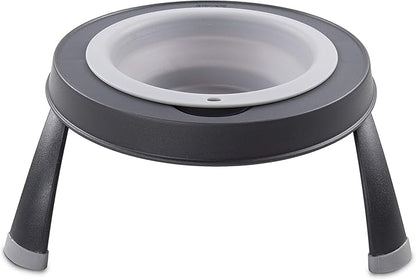 Dexas Pets Single Elevated Pet Feeder/Pet Bowl, Large/ 4 Cup Capacity, Light Gray