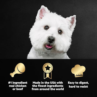 Cesar Loaf & Topper in Sauce Wet Dog Food, Bacon Feast Variety Pack, Rotisserie Chicken Flavor with Bacon & Cheese & Angus Beef Flavor, Wet Food for Dogs, 3.5 oz Easy Peel Trays, 12 Count (Pack of 2)