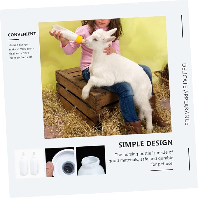 MERRYHAPY 2 Pack Silicone Calf Milk Bottles Puppy Kitten Nursing Bottle Replacement Milk Feeder for Newborn Pets
