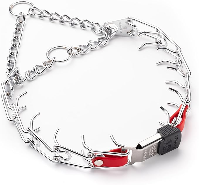 Herm Sprenger Chrome Plated Steel Dog Collar with Quick Release ClicLock Buckle O-Ring Biothane Insert Training Collar Made in Germany (Cherry Red, 22in x 3.0mm(Neck Size up to 18-19in))