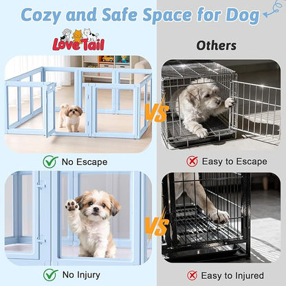 DIY Clear Acrylic Dog Playpen House,Quick Easy Assembly and Disassembly,Strong Floor Suction,Indoor and Outdoor Use,Easy Cleansing Puppy Fence (Sky Blue, 30.3" H, 12PCS)