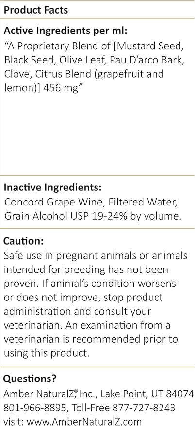 Amber NaturalZ Tossa K Kennel Bark Herbal Supplements for Dogs and Puppies | Canine Herbal Blend for Respiratory Health | 4 Fluid Ounce Glass Bottle | Globally Sourced Ingredients | Made in The USA