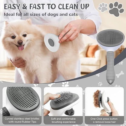 Dog Grooming Kit for Shedding – 8-Piece Pet Grooming Supplies with Deshedding Brush, Bath Gloves, Towels & Silicone Toothbrush | Ideal for Dogs, Cats, Small and Large Pets (Gray)