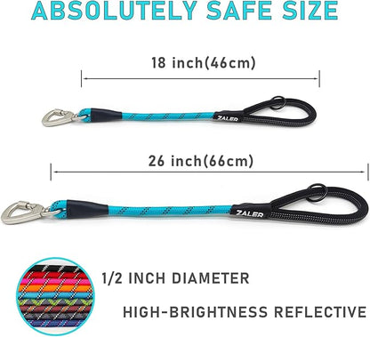 ZALER Short Dog Leash, 26 Inches Rope Traffic Leashes for Dogs, Reflective Dog Lead with O-Ring, Heavy Duty Pet Leash for Large and Medium Dogs (26'' Blue)