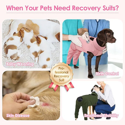 KOESON Dog Recovery Suit Hind Leg, Recovery Sleeve for Female Male Dogs, Pet Leg Sleeve to Stop Licking, Pet Rear Leg Wound Cover, Dog Spay Onesie for Wound Heal Care