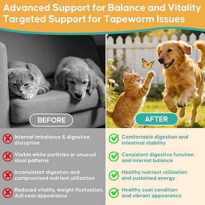 Dewormer for Pets, No More Tapeworms in Cats and Dogs,Tapeworm Support Liquid Formula, 60 ml