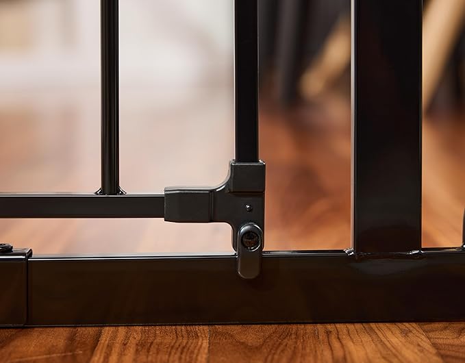 Regalo Safety 29-49" Easy Step Extra Wide Baby Gate for Doorways & Bottom of Stairs, Pressure Mounted Safety Gate with Door for Babies, Toddlers & Pets, Black