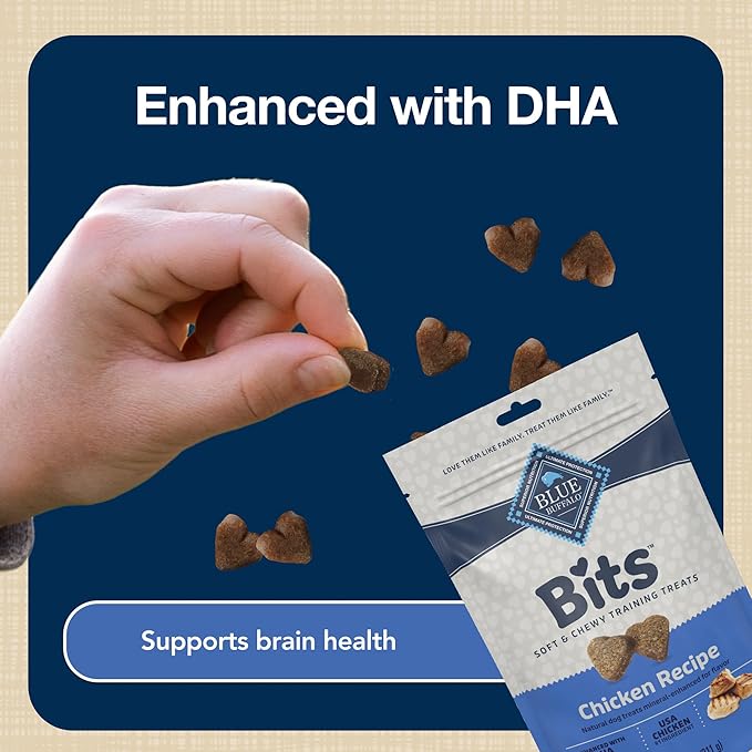 Blue Buffalo Bits Soft Dog Treats for Training, Made with Natural Ingredients & Enhanced with DHA, Chicken Recipe, 11-oz Bag