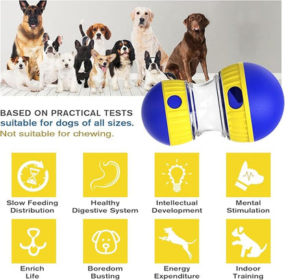 BSISUERM Dog Treat Dispensing Puzzle Toy Adjustable Food Dispenser Slow Feeder Puppy Enrichment Training Rolling Ball Pet Interactive Chase Toys for Small Medium Large Dogs to Keep Them Busy