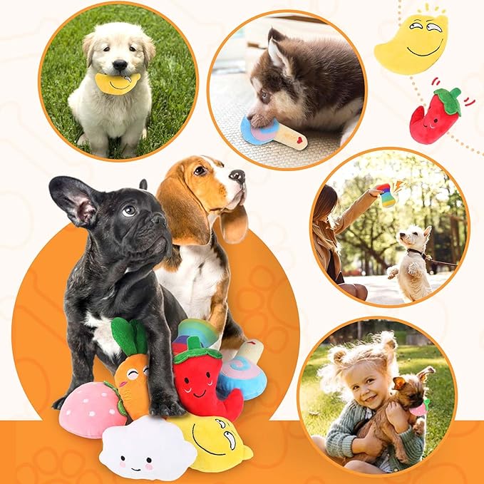 LOYEE Dog Squeaky Toys 8 Pack, Puppy Plush Squeaky Toys for Medium Small Dogs, Cute Pet Toys Stuffed Puppy Chew Toys for Teething, Interactive Toys Set for Puppy Supplies