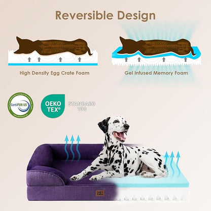 EHEYCIGA Orthopedic Dog Bed for Small Dogs, Waterproof Memory Foam Small Dog Beds with Sides, Non-Slip Bottom and Egg-Crate Foam Medium Pet Couch Bed with Washable Removable Cover, Purple