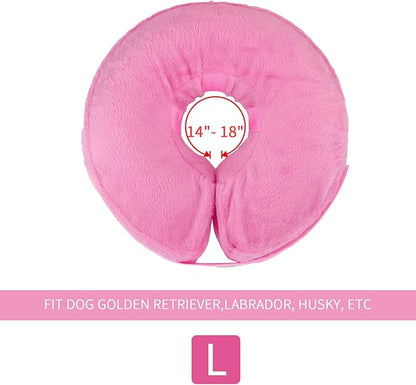 MCHY Inflatable Dog Cone,Adjustable Recovery Collar for Dogs After Surgery,Prevent from Biting & Scratching,Not Block Vision (Pink, L-Neck 15"-20")