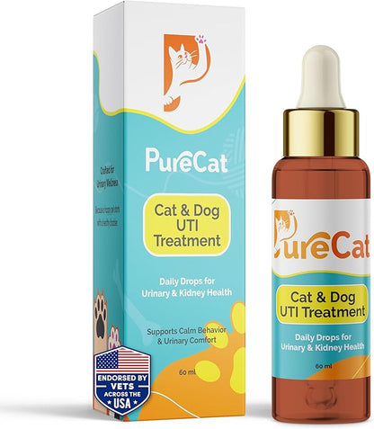 Urinary Tract Infection Care for Cat & Dog | Calming Urinary Tract & Kidney Support for Pets | Bladder Infection Treatment | UTI Drops | Veterinarian Recommended
