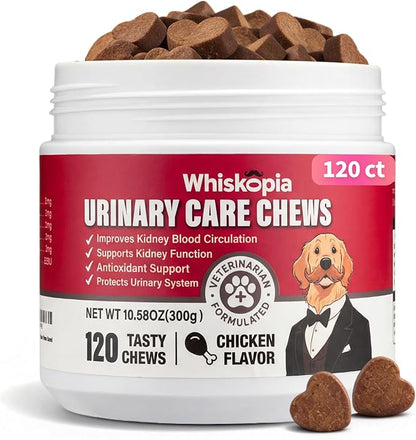 Dog UTI Treatment Cranberry Chews for Dogs Urinary Tract Supplement for Dogs and Cats with D-Mannose, Supports Canine Kidney Bladder Health Immune and Gut Support Bladder Control for Dogs- 120 Ct