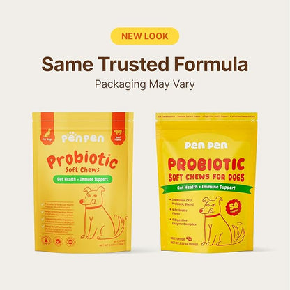 PENPEN Probiotics for Dogs, Dogs Probiotics for Digestive Health, Multi-Probiotic and Enzyme Blend Promote Gut Health & Immune Support, Eases Sensitive Stomachs (Beef Chews, 50ct)