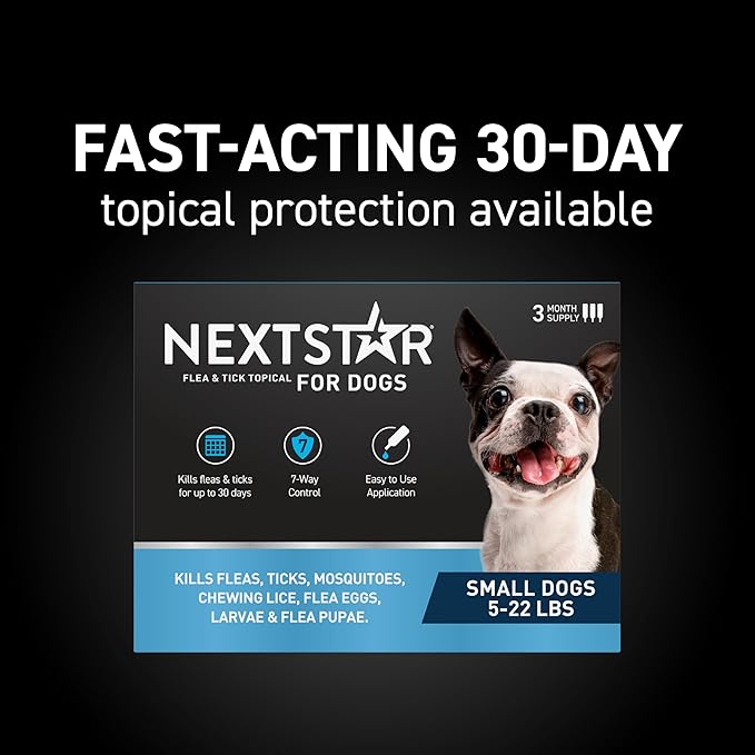 NEXTSTAR Flea and Tick Prevention for Dogs, Repellent & Control, Fast Acting Waterproof Topical Drops, Flea and Tick Prevention for Small Dogs, 1 Monthly Dose