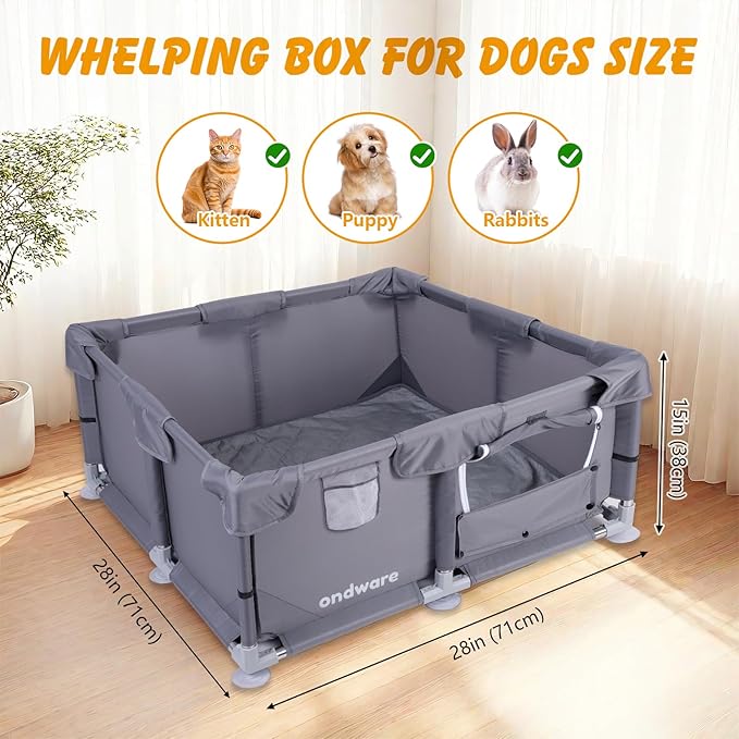 Puppy PlayPen, 28×28×15 in Dog Play Pen Indoors,Small Animals Playpen with Gate for Chick/Kitten/Puppy/Guinea Pig/Rabbits/Hamster/Chinchillas