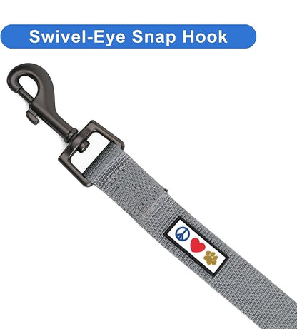 Pawtitas Personalized 6 ft Grey Dog Leash XXS/Cat Custom Name and Phone Embroidery Strong Nylon Leash for Small Breeds