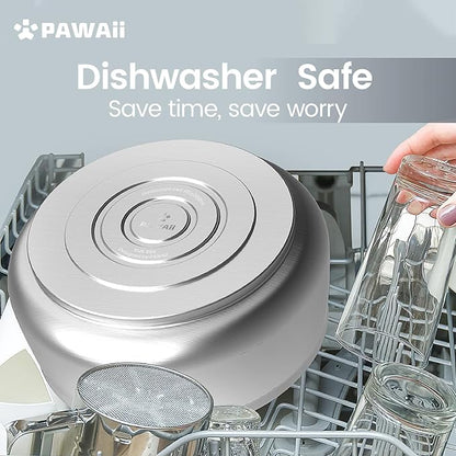 Pawaii Dog Bowl, 68 oz Double-Wall Stainless Steel Food and Water Bowl, Non-Slip Rubber Base, Dishwasher Safe, ID Tag Included, (1 Pack)