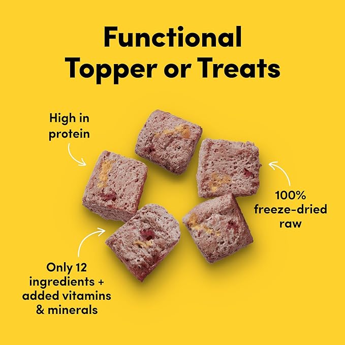 Freeze Dried Dog Treats Topper Premium, Supports Gut Health, Dog Food, High Protein, Non-GMO, No Wheat or Corn, 3oz (Beef)