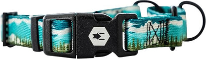 Wolfgang Heavy Duty Martingale Dog Collar with Quick Release Nylon Buckle for Walking & Training, GreatEscape Print, Large