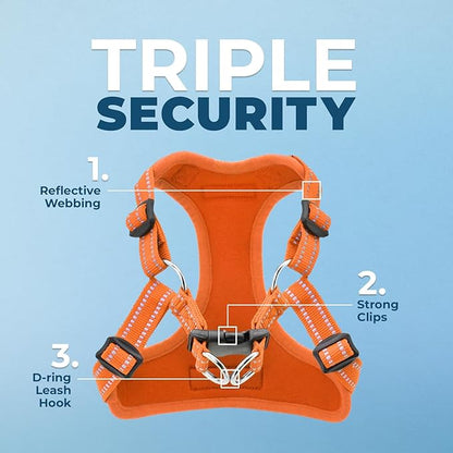 Best Pet Supplies Voyager Adjustable Step-in Flex Breathable Mesh Dog Harness for Small Medium Large Dogs (Orange), S