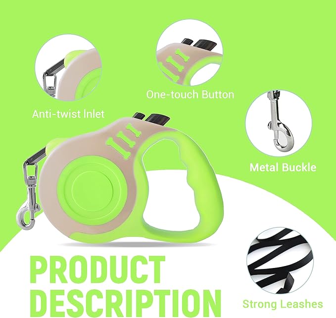 Retractable Dog Leash Automatic Telescopic Tractor Dog Tape, Pet Tape 10/16 FT Durable and Convenient, with Non-Slip Handle, Suitable for Small and Medium-Sized Dogs