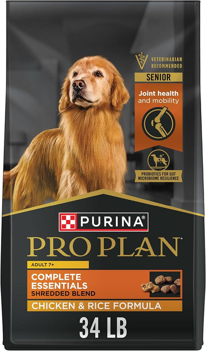 Purina Pro Plan Senior Dog Food With Probiotics for Dogs, Shredded Blend Chicken & Rice Formula - 34 lb. Bag