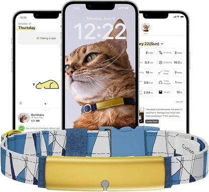Health Tracker for Cats - Smart Cat Collar with Safety Breakaway Buckle for Indoor Cats, Wellness Alerts, Real-time Monitoring (Wave (Blue),XS)