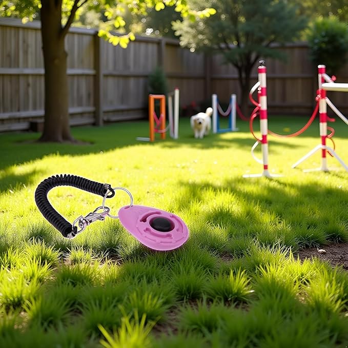 2Pcs Pink Dog Clicker for Training Easy to Use with Button Dog Training Accessories Strong and Long-Lasting, Training and Behavior Aids