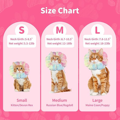 Dog Cat Surgical Recovery Cone Dog Protective Collar, Pet Recovery E-Collar Soft Neck Cone to Stop Licking Wound for Cats & Kittens Small Dog After Surgery (Pinkblue, S)