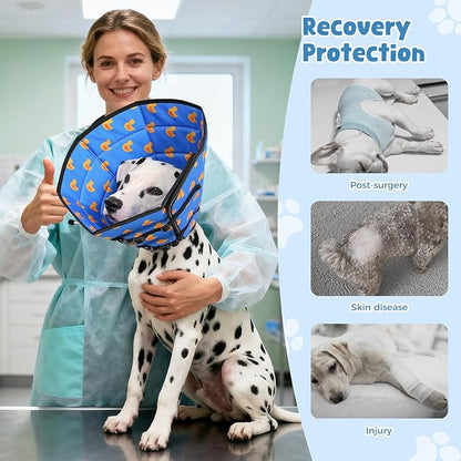 Avont Dog Cone Alternative, Adjustable Soft Comfy Foldable E Cones for Medium Large Dogs After Surgery, Escape-Proof Elizabethan Collar for Surgical Wound Recovery Stop Licking -Duck(XL)