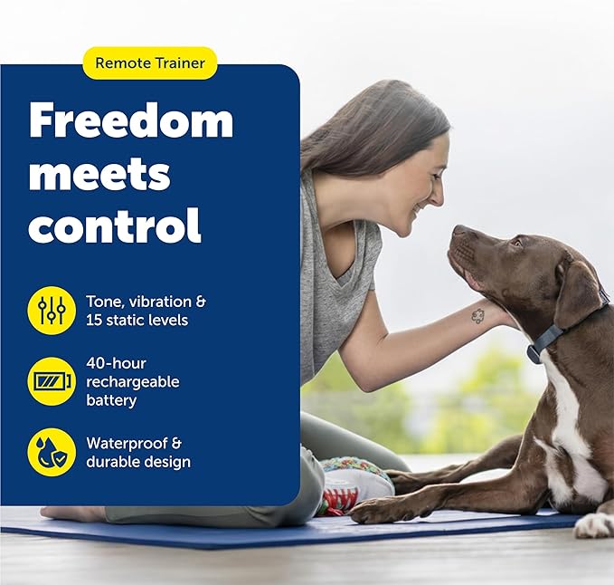 PetSafe 600 Yard Remote Training Collar – Choose from Tone, Vibration, or 15 Levels of Static Stimulation – Medium Range Option for Training Off Leash Dogs – Waterproof and Durable – Rechargeable