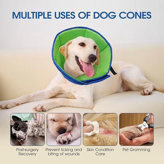 Dog Cone Collar After Surgery for Large Dogs, Adjustable Soft Cone for Dogs to Stop Licking, Professional Elizabethan Collar for Pet, Recovery Cones for Wound Healing & Hot Spots