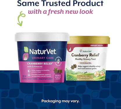 NaturVet Cranberry Relief Plus Echinacea for Cats, 60 ct Soft Chews, Made in The USA with Globally Source Ingredients