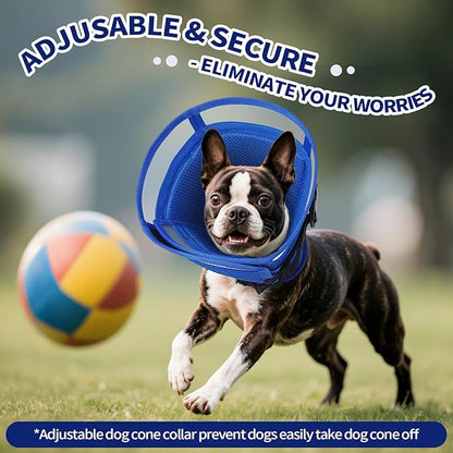 Allroaring Dog Cone, Comfy Extra Large Cone for Dogs After Surgery, Adjustable Soft Dog Cones to Prevent Licking Wounds, Pet Elizabethan Collar for Large Dogs, Blue XL