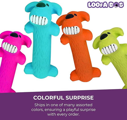 Multipet Original Loofa Latex Dog Toy - Squeaky Toy for All Dogs - Easy-to-Clean Squeaky Toys - Latex Dog Toys for Playing (1 Count, 6”, Random Color Surprise)