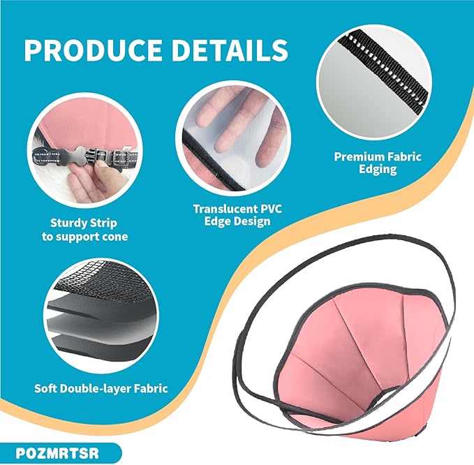 Pet Dog Cone Collar to Stop Licking, Soft Comfy Cones for Large Medium Small Dogs After Surgery, Cone of Shame for Dogs Head Neck Elizabethan Collar-Pink-XL