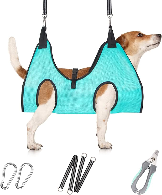 ATESON Dog Grooming Hammock - Upgrade Pet Grooming Harness for Nail Trimming (S 30lb), Dog Sling for Nail Clipping, Dog Hanging Holder Hanger for Cutting Nail with Nail Clippers