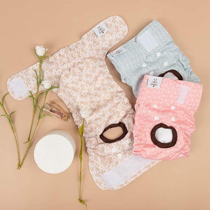 CuteBone Dog Diapers Female Washable Small Medium Large 3 Pack Reusable Doggie Diapers Puppy Period Pants for Doggy Heat Cycle Peeing